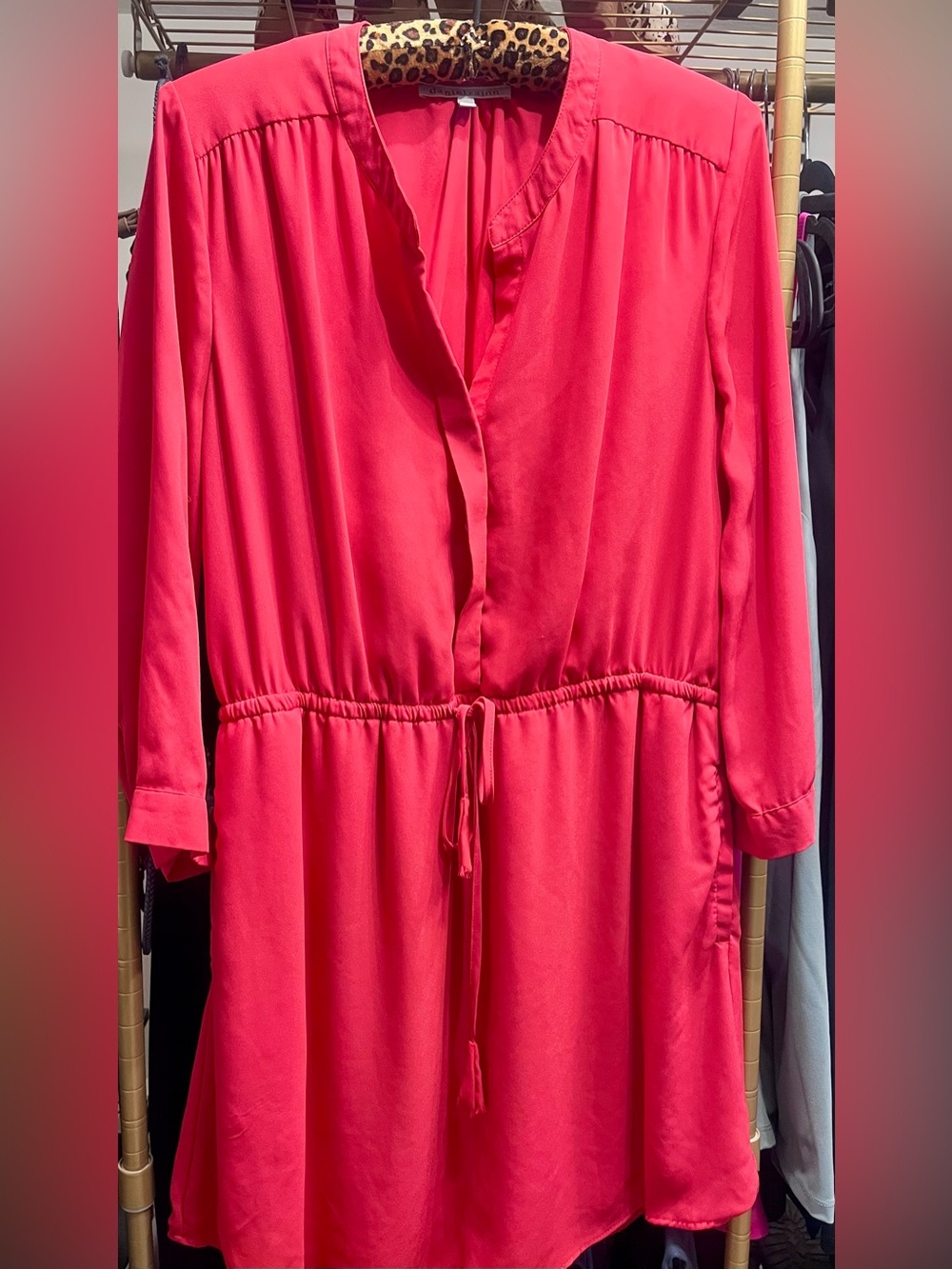 Red Daniel Rainn Dress with tie waist, size L